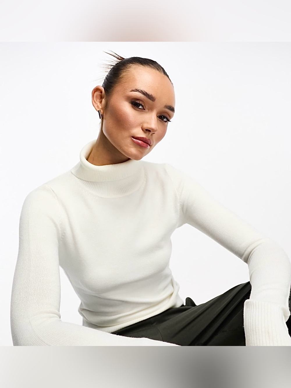ASOS French Connection Women's White Turtleneck Ribbed Sweater (L)